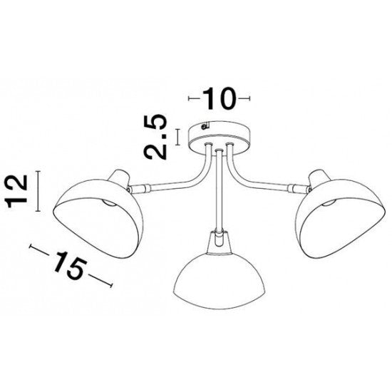 Lustra Nova Luce Geti, negru, E14, 3x5W, D.15 cm - lussoline