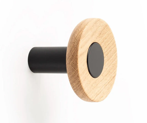 Agățătoare cuier Viefe Zoot, negru mat și stejar, Ø 60 mm