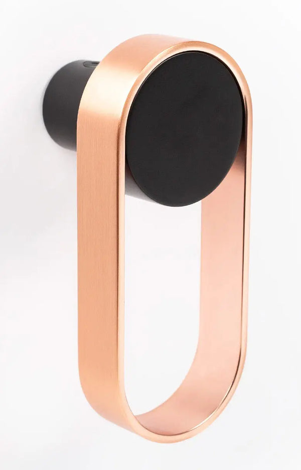 Agățătoare cuier ovală Viefe Orbit, cupru periat și negru periat, 105 × 45 mm