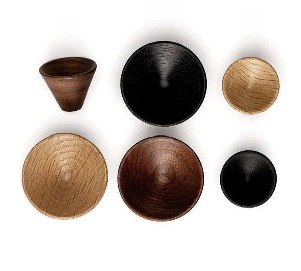Buton din lemn Viefe Conic, negru mat lacuit, Ø 43 mm - imagine 2