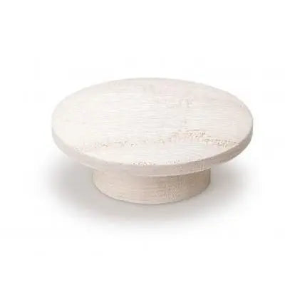 Buton din lemn Viefe Echo, alb periat, Ø 60 mm