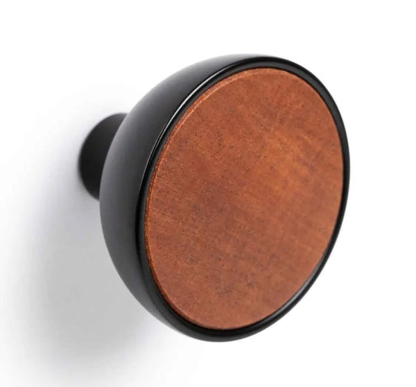 Buton mobilier Viefe Bol, negru mat și natur, Ø 45 mm - cod 0489045NM222