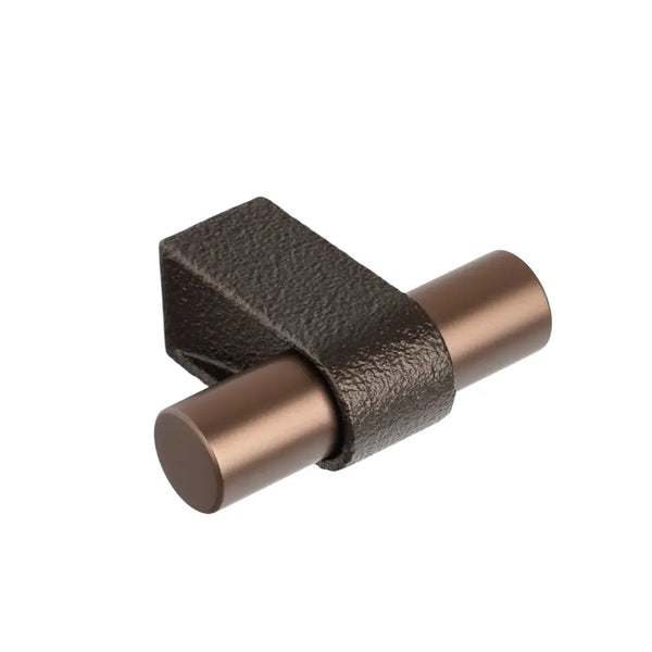 Buton mobilier Viefe Casey, maro metalic texturat și bronz mat, 60 × 44,3 mm