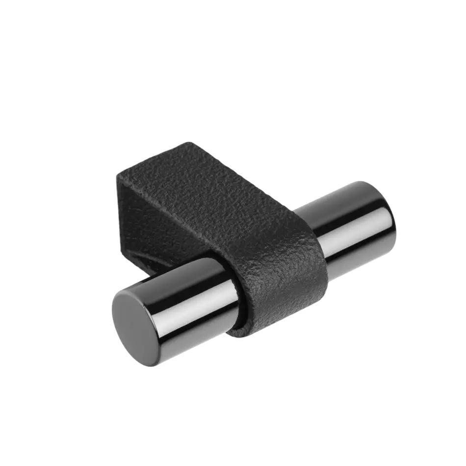 Buton mobilier Viefe Casey, negru lava texturat și negru titan lustruit, 60 × 44,3 mm