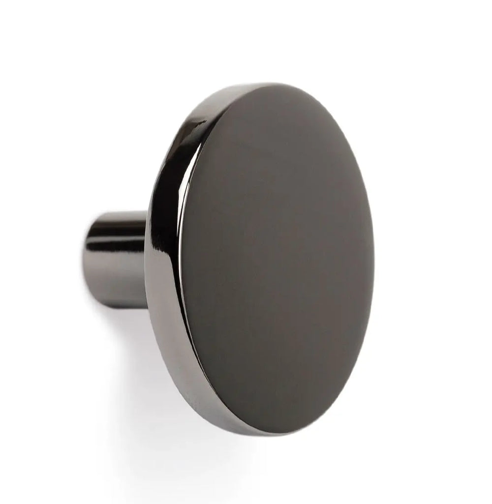 Buton mobilier Viefe Como, nichel negru lustruit, Ø 26 mm