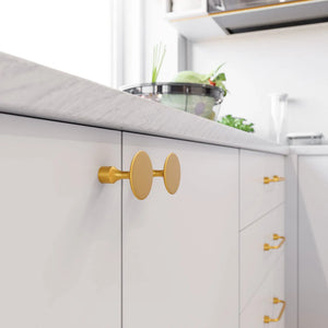 Buton mobilier Viefe Floid, auriu periat, Ø 34,8 mm - imagine 4