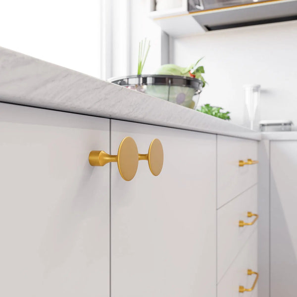 Buton mobilier Viefe Floid, auriu periat, Ø 34,8 mm - imagine 4