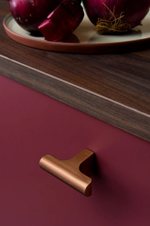 Buton mobilier Viefe Hinoki, bronz periat, 60 × 36,7 mm - imagine 2