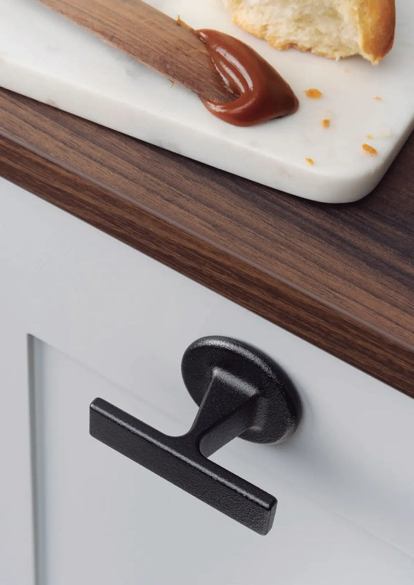 Buton mobilier Viefe Oto, negru texturat, 60 × 37 mm - imagine 4