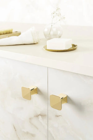 Buton mobilier Viefe Prism, alamă lustruită, 32 × 28 mm - imagine 3