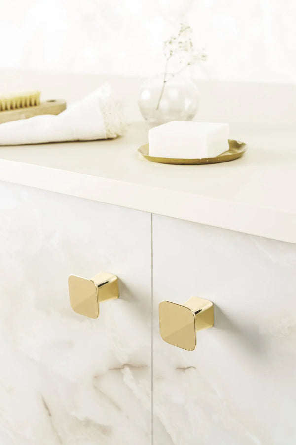 Buton mobilier Viefe Prism, alamă lustruită, 32 × 28 mm - imagine 3
