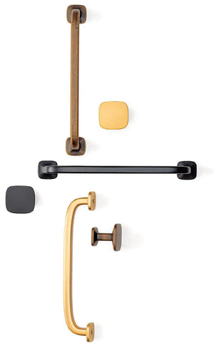 Buton mobilier Viefe Quart Mini, alamă cava periată, 26 × 26 mm
