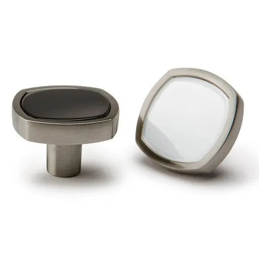 Buton mobilier Viefe Quattro, negru și nichel periat, 34,7 mm - imagine 2