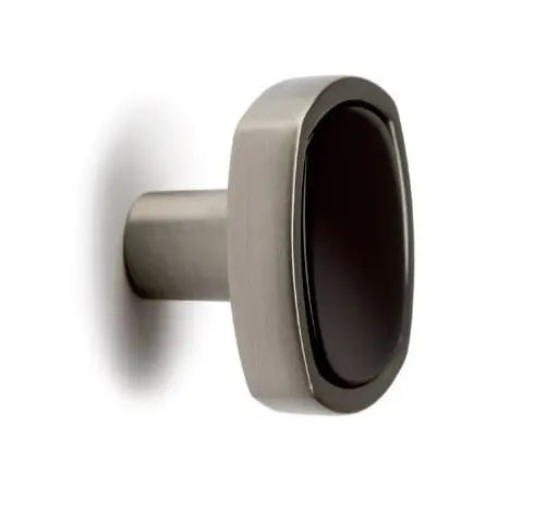 Buton mobilier Viefe Quattro, negru și nichel periat, 34,7 mm