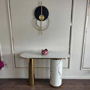 Consola mobilier cu blat compozit si picior inox Marble Glow - CST2240A lussoline