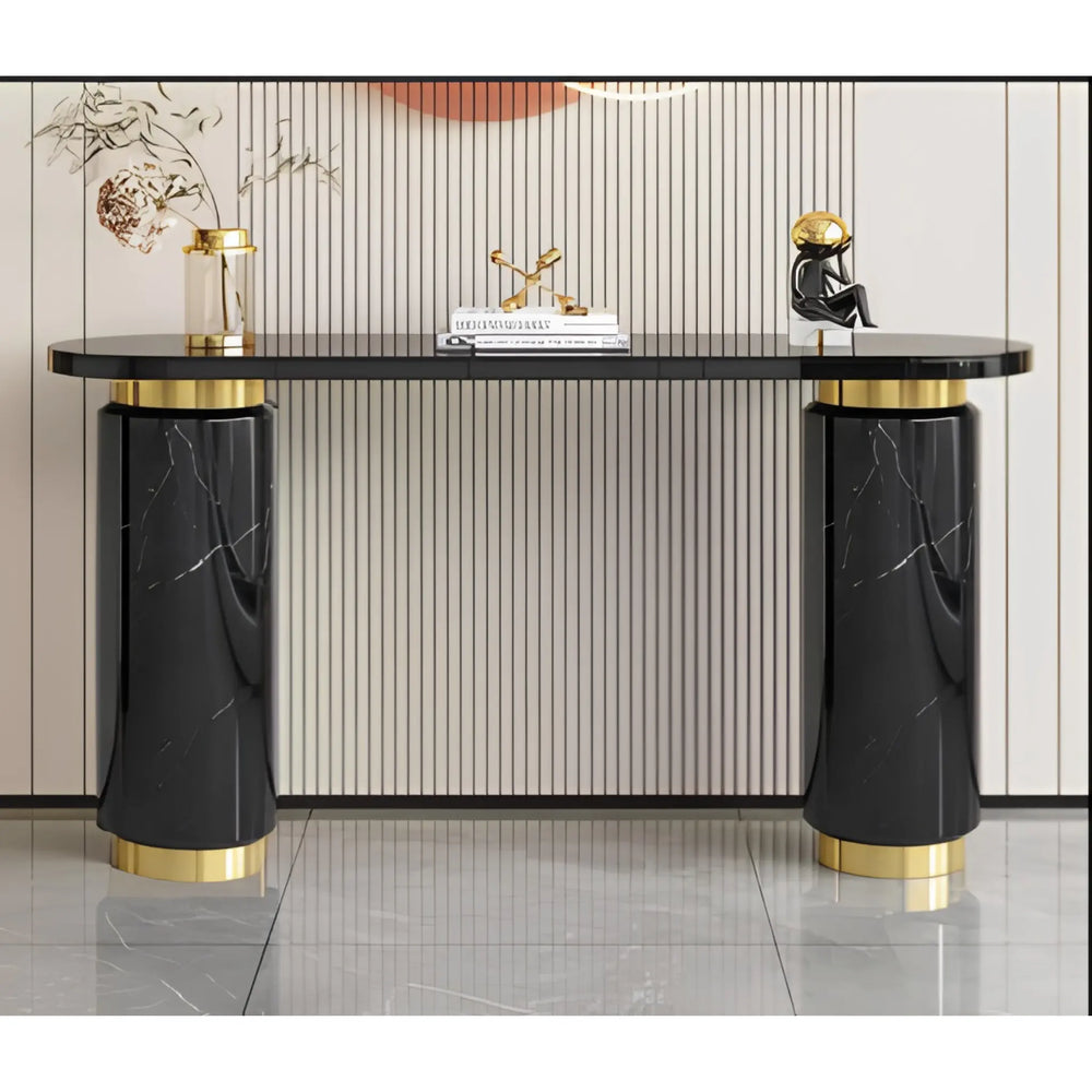 Consola mobilier cu blat compozit si picior inox Marble Glow - CST2240B lussoline