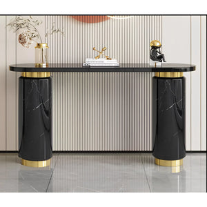 Consola mobilier cu blat compozit si picior inox Marble Glow - CST2240B lussoline