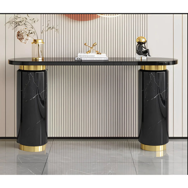 Consola mobilier cu blat compozit si picior inox Marble Glow - CST2240B lussoline