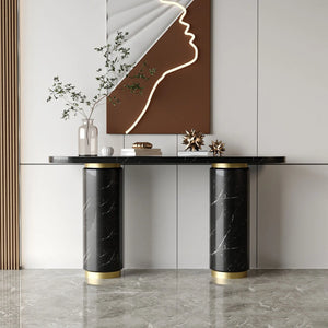 Consola mobilier cu blat compozit si picior inox Marble Glow - CST2240B lussoline