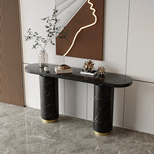 Consola mobilier cu blat compozit si picior inox Marble Glow - CST2240B lussoline