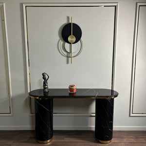 Consola mobilier cu blat compozit si picior inox Marble Glow - CST2240B lussoline