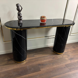 Consola mobilier cu blat compozit si picior inox Marble Glow - CST2240B lussoline