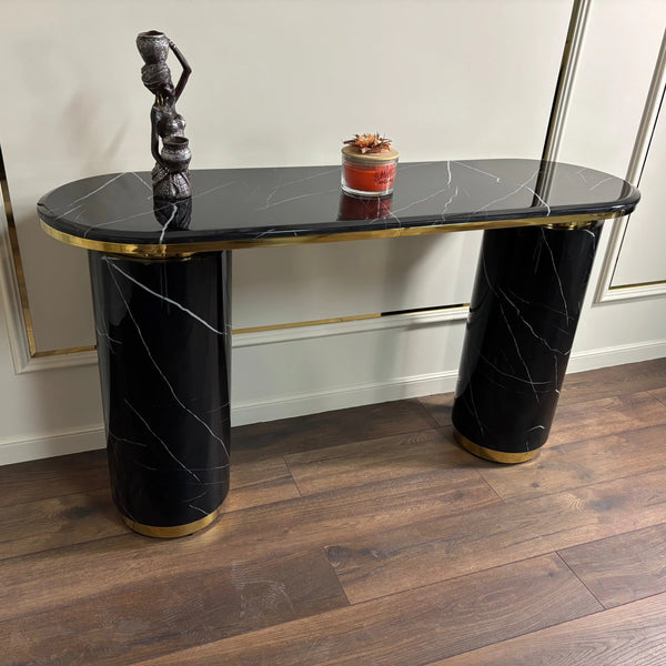 Consola mobilier cu blat compozit si picior inox Marble Glow - CST2240B lussoline