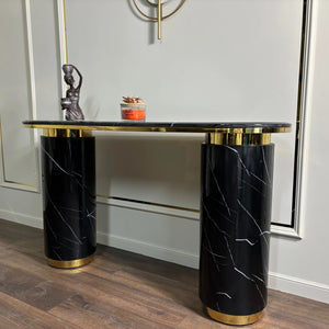 Consola mobilier cu blat compozit si picior inox Marble Glow - CST2240B lussoline