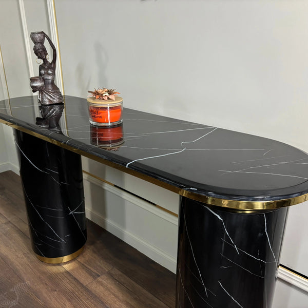 Consola mobilier cu blat compozit si picior inox Marble Glow - CST2240B lussoline