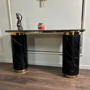 Consola mobilier cu blat compozit si picior inox Marble Glow - CST2240B lussoline