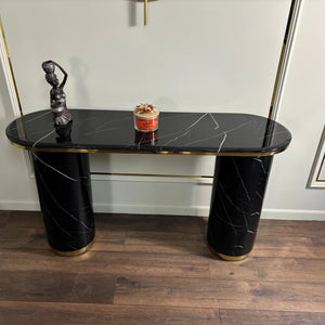 Consola mobilier cu blat compozit si picior inox Marble Glow - CST2240B lussoline