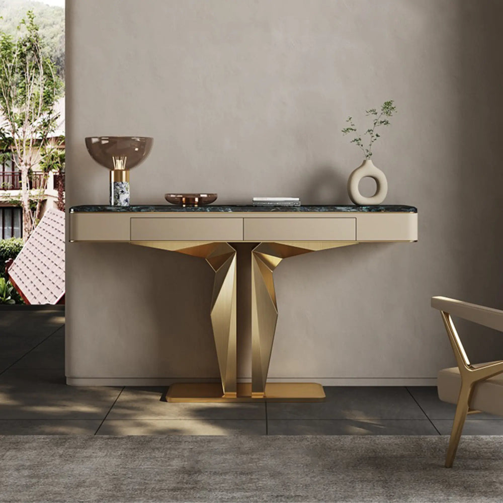 Consola mobilier din inox, lemn MDF si blat compozit Geo Luxe - CST2305 lussoline