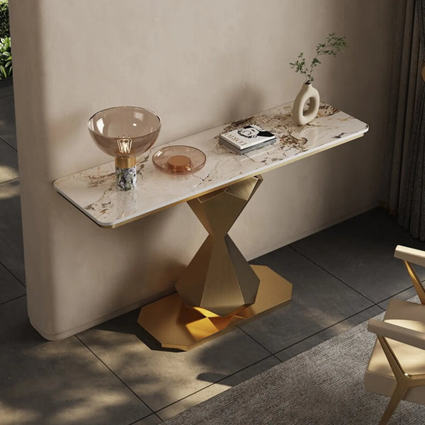 Consola mobilier din piatra sinterizata si picior inox Astral Marble - CST2301 Lussoline