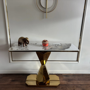 Consola mobilier din piatra sinterizata si picior inox Astral Marble - CST2301 Lussoline