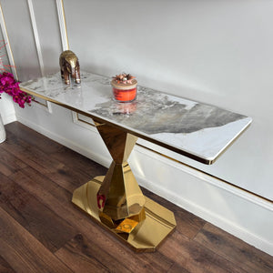 Consola mobilier din piatra sinterizata si picior inox Astral Marble - CST2301 Lussoline