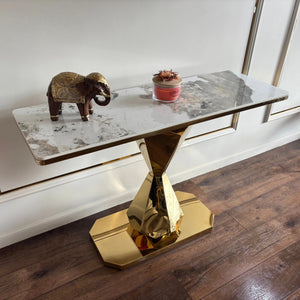 Consola mobilier din piatra sinterizata si picior inox Astral Marble - CST2301 Lussoline