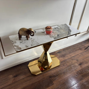 Consola mobilier din piatra sinterizata si picior inox Astral Marble - CST2301 Lussoline