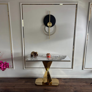 Consola mobilier din piatra sinterizata si picior inox Astral Marble - CST2301 Lussoline
