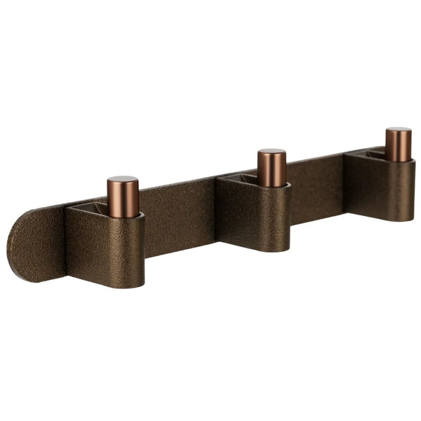 Cuier cu agățători Viefe Casey Rack, maro metalic texturat și bronz mat, 340 × 43 × 62 mm