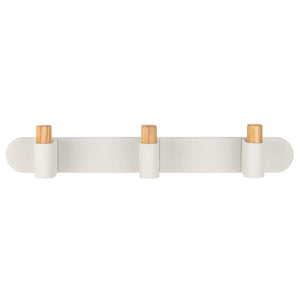 Cuier cu agățători Viefe Casey Rack, piatră texturată albă și stejar, 340 × 43 × 62 mm