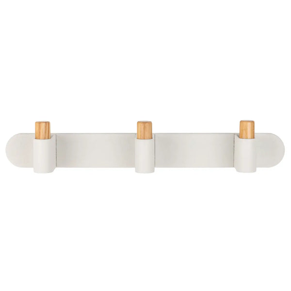 Cuier cu agățători Viefe Casey Rack, piatră texturată albă și stejar, 340 × 43 × 62 mm