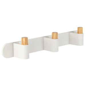 Cuier cu agățători Viefe Casey Rack, piatră texturată albă și stejar, 340 × 43 × 62 mm