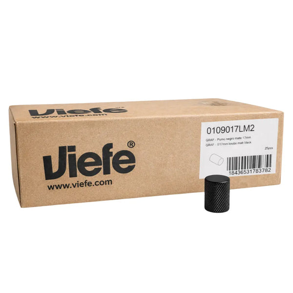 Cutie cu 25 de butoni mobilier Viefe Graf, negru mat, 17,5 × 28 mm - imagine 3