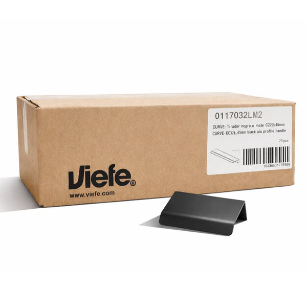Cutie cu 25 de mânere mobilier Viefe Cruve, negru mat, 45 mm (interax 32 mm) - imagine 3