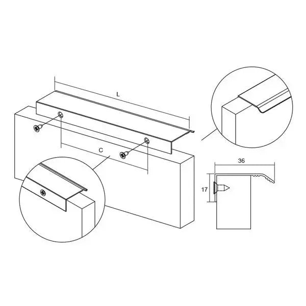 Cutie cu 25 de mânere mobilier Viefe Cruve, negru mat, 45 mm (interax 32 mm) - imagine 5