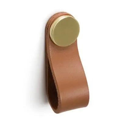 Mâner-buton din piele Viefe Flexa, bej și alamă, 70 mm