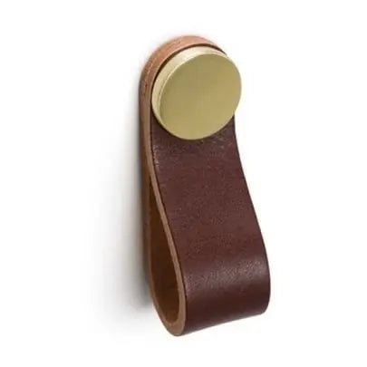 Mâner-buton din piele Viefe Flexa, maro și alamă, 70 mm