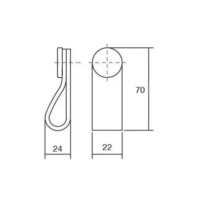 Mâner-buton din piele Viefe Flexa, negru și crom lucios, 70 mm