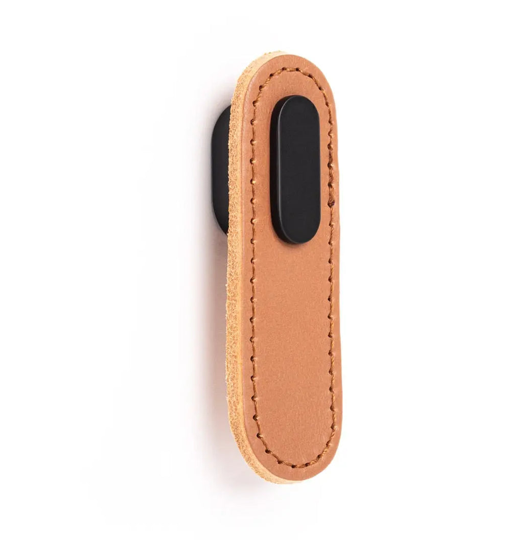 Mâner-buton din piele Viefe Oblong, bej și negru, 70 mm
