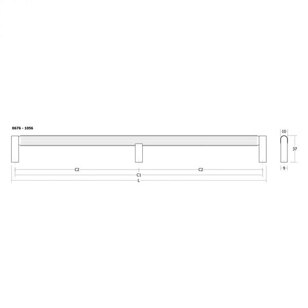 Mâner lung Viefe Brooklyn, alamă cava periată, 1066 mm (interax 1056 mm) - imagine 3